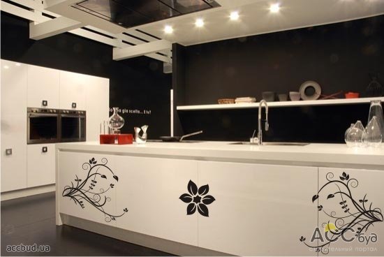 Наклейка на белую кухонную мебель